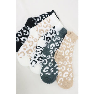 Leopard Pattern Fuzzy Plush Socks